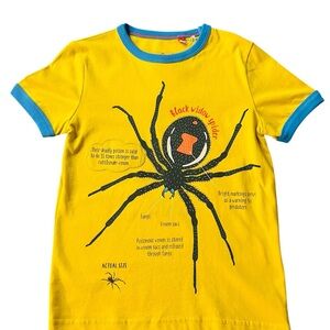 Mini Boden Yellow Spider Tee with Blue Trim Size 6-7Y NWT